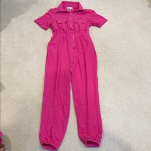 Pink Jumpsuit with Zipper Front